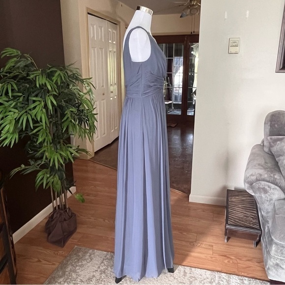 Jenny Packham Blue Chiffon Gown Empire Waist Dress Size 6 - Picture 8 of 15